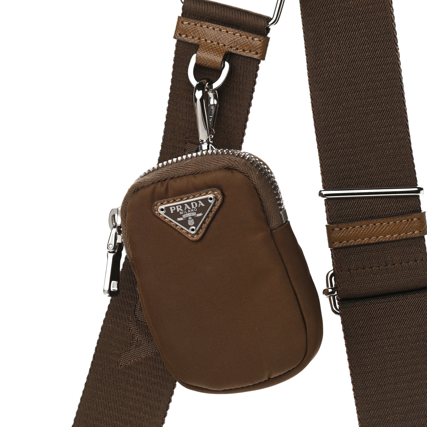 Prada Tessuto Nylon Saffiano Re-Edition 2005 Shoulder Bag Cacao 8 of 11