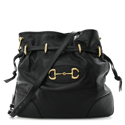 Gucci Sakai Calfskin Horsebit 1955 Cinch Top Messenger Bag Black 1 of 13