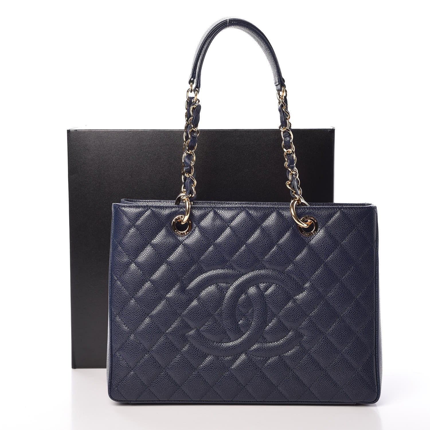 Chanel Caviar Quilted Grand Shopping Tote GST Dark Navy Blue 10 of 10