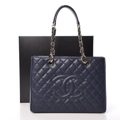 Chanel Caviar Quilted Grand Shopping Tote GST Dark Navy Blue 10 of 10