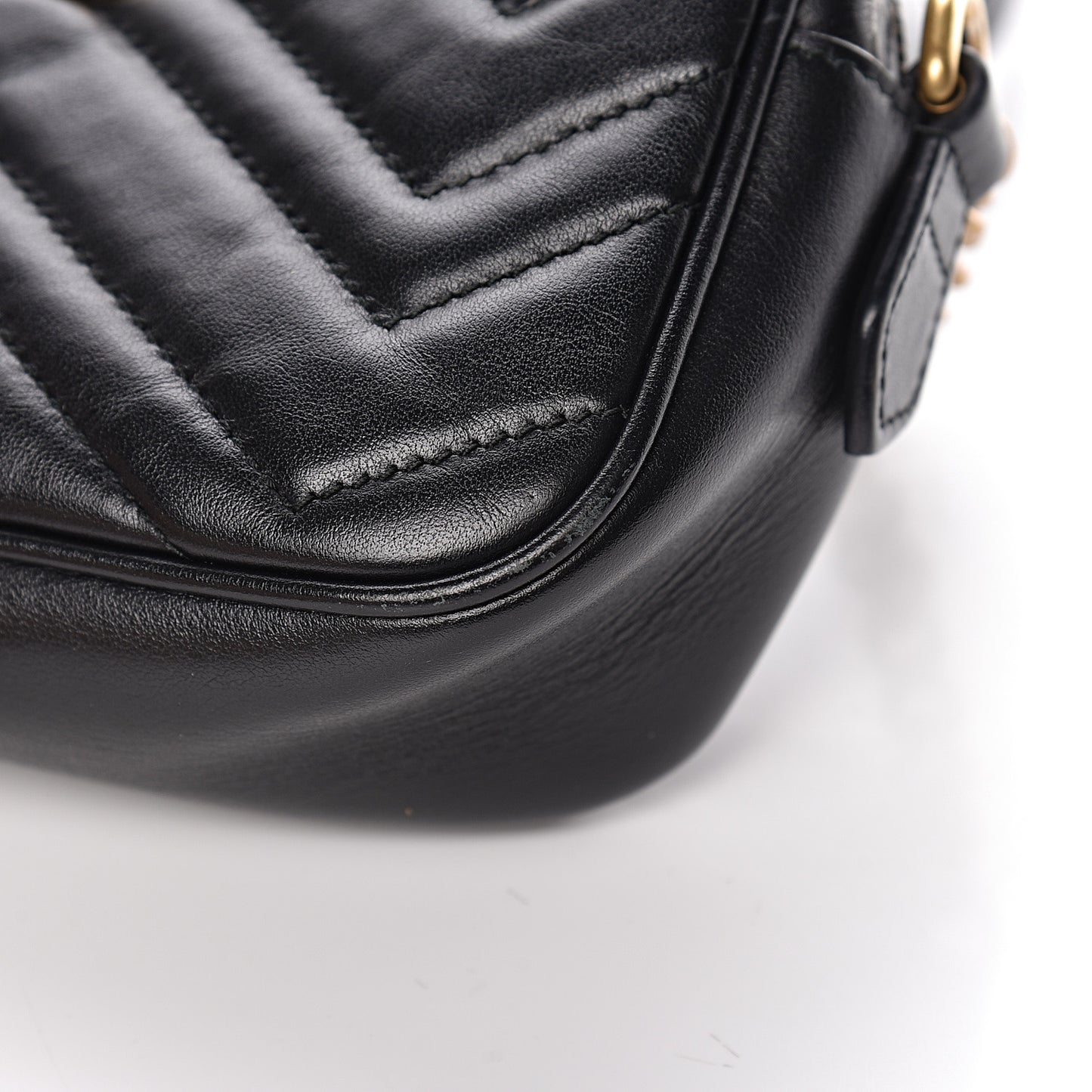 Calfskin Matelasse Mini GG Marmont Chain Shoulder Bag Black