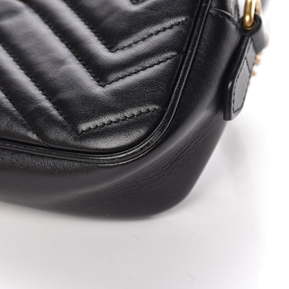 Gucci Calfskin Matelasse Mini GG Marmont Chain Shoulder Bag Black 11 of 13