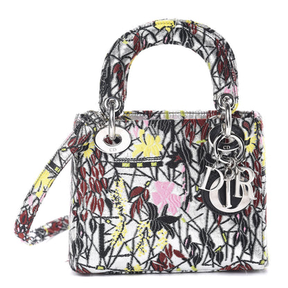 Christian Dior Metallic Canvas Embroidered Mini Lady Dior Argent Multicolor 1 of 13