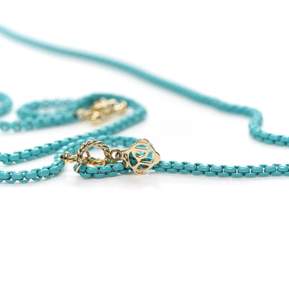 David Yurman Stainless Steel 14K Yellow Gold Acrylic Bel Aire Chain Necklace Turquoise 4 of 4
