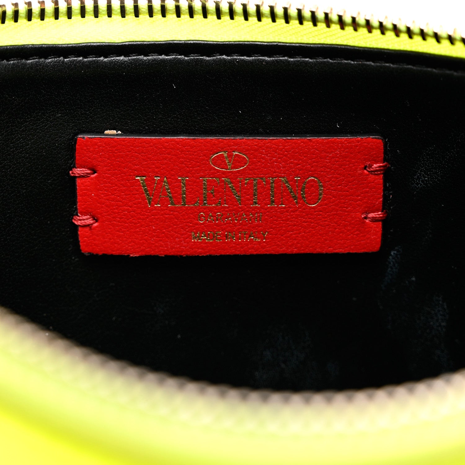 Valentino Garavani Calfskin Large VLogo Flat Zip Pouch Lime White 5 of 6