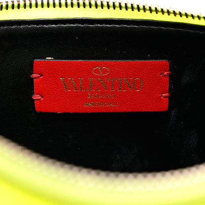 Valentino Garavani Calfskin Large VLogo Flat Zip Pouch Lime White 5 of 6