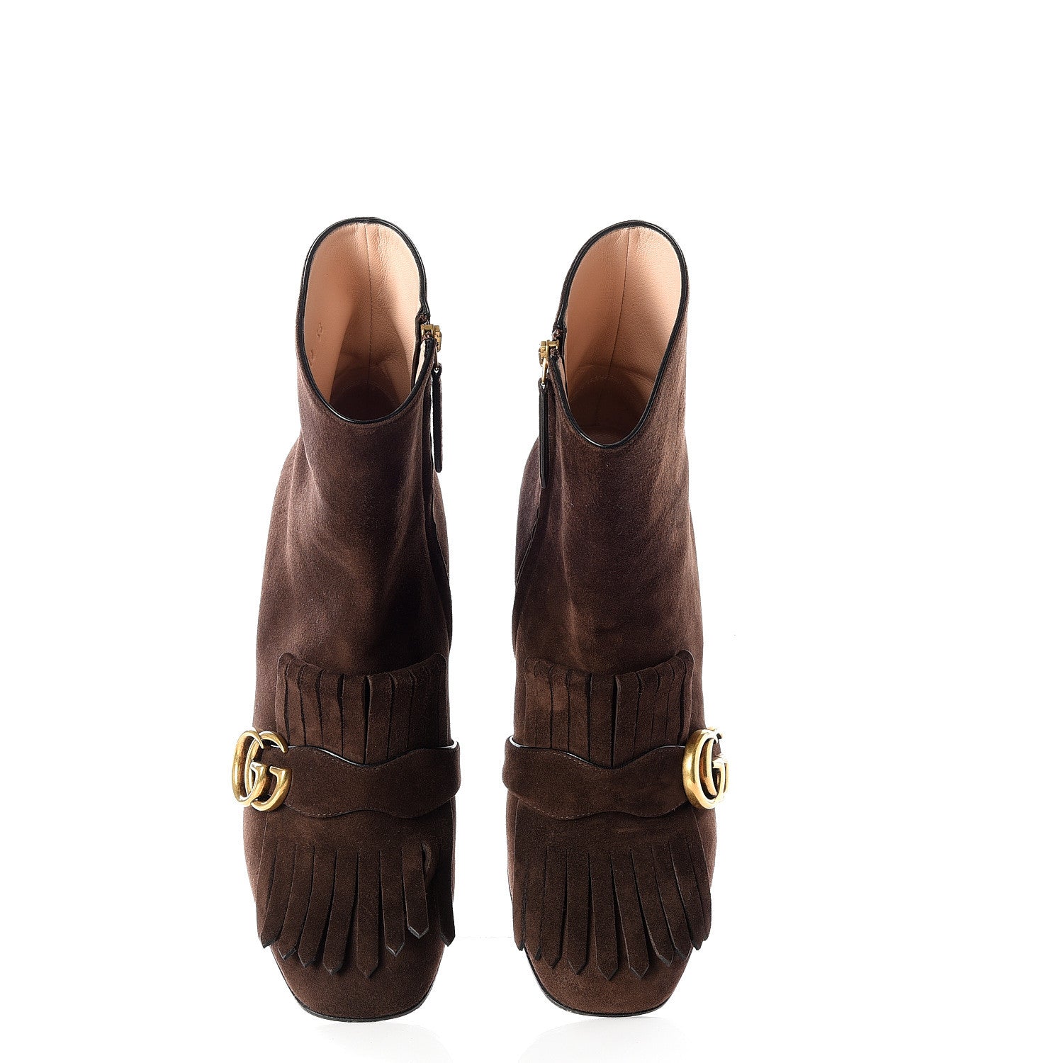 Gucci Kid Scamosciato GG Marmont Fringe 75mm Ankle Boots 38 Cocoa 5 of 11