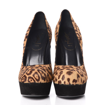 Saint Laurent Calf Hair Leopard Print Palais 105 Platform Pumps 38.5 2 of 13