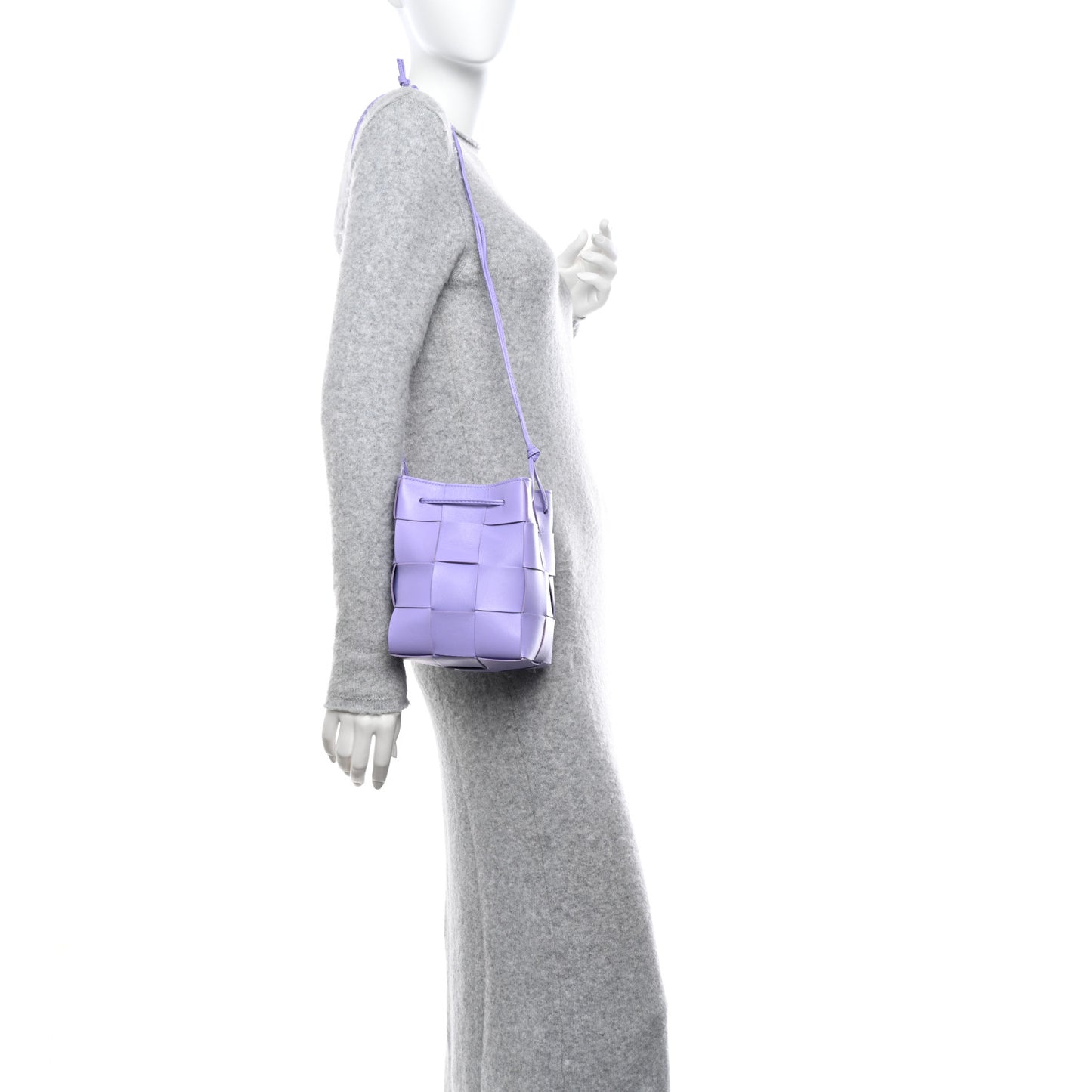 Nappa Maxi Intrecciato Small Cassette Bucket Bag Wisteria