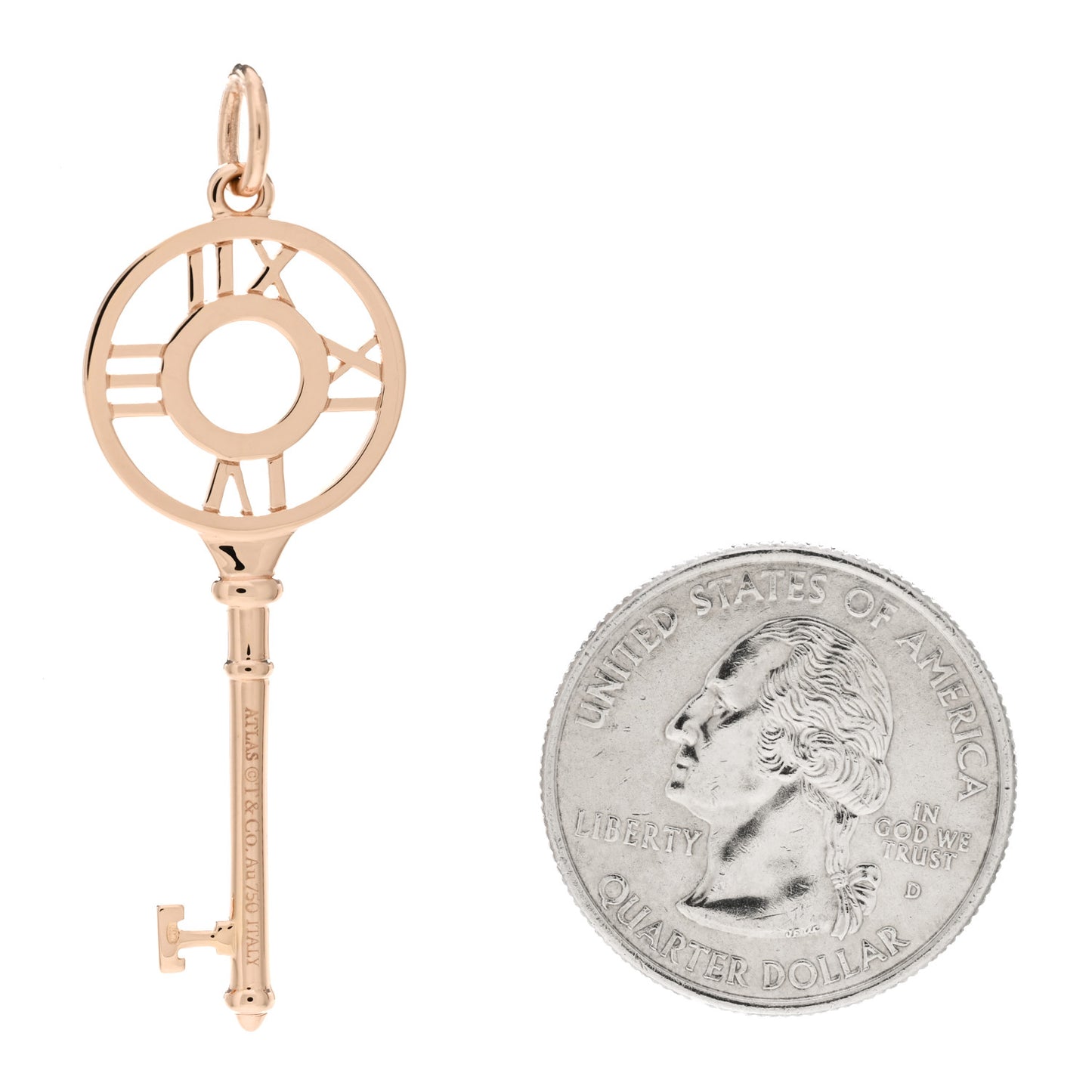 18K Rose Gold Diamond Atlas Key Pendant