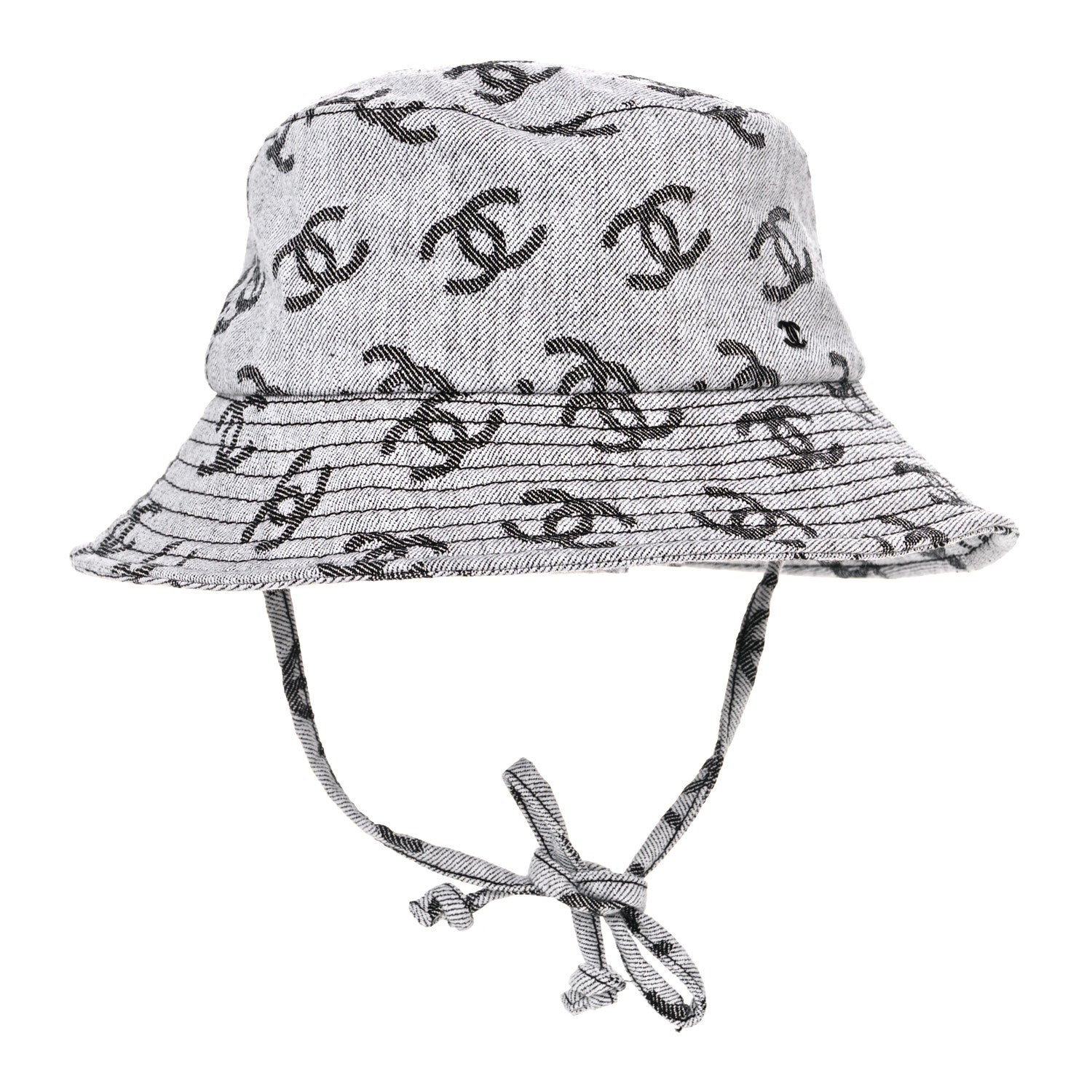 Chanel Denim CC Bucket Hat M White Black 5 of 7