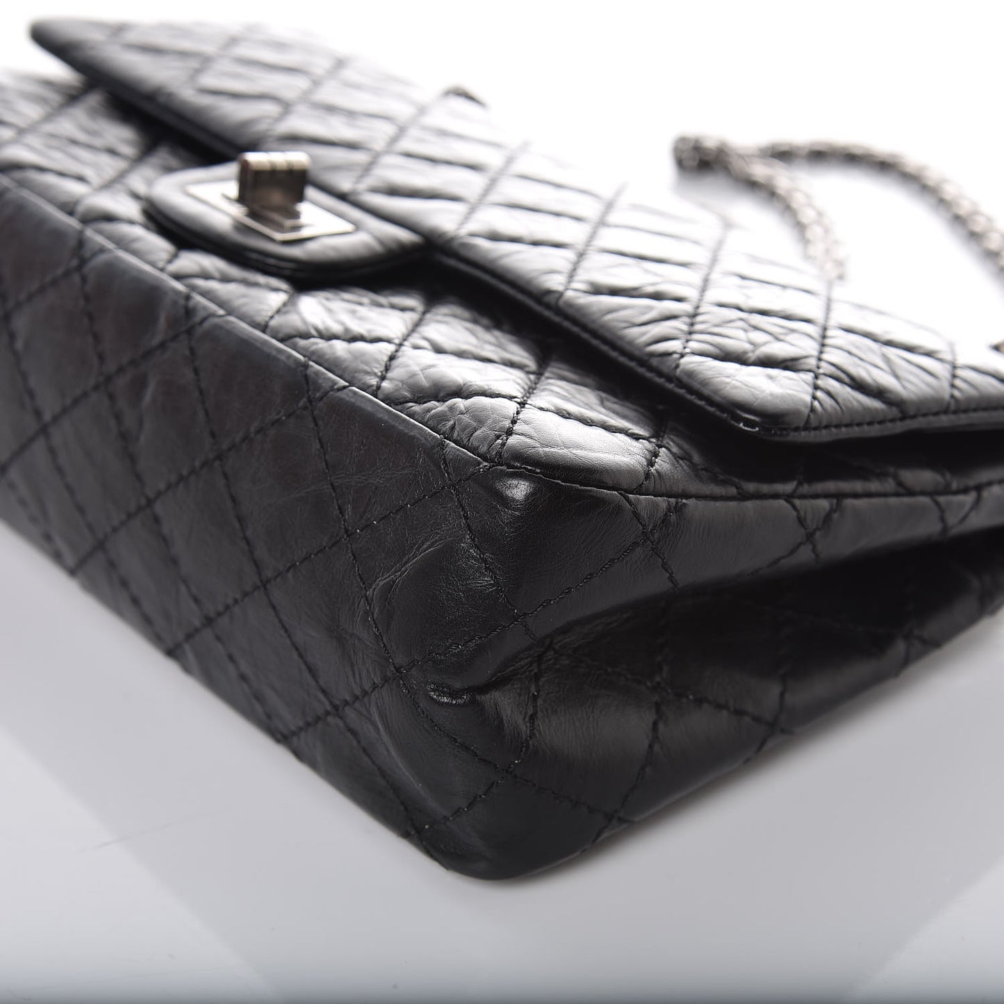 Aged Calfskin Quilted 2.55 Reissue 225 Flap Black