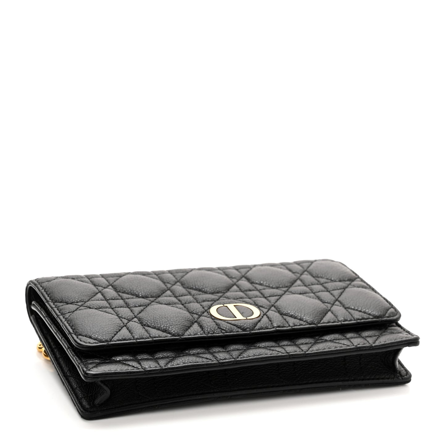Supple Calfskin Cannage Caro Belt Pouch with Chain Black