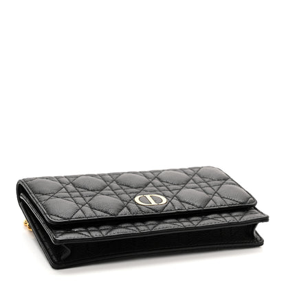 Christian Dior Supple Calfskin Cannage Caro Belt Pouch with Chain Black 4 of 10