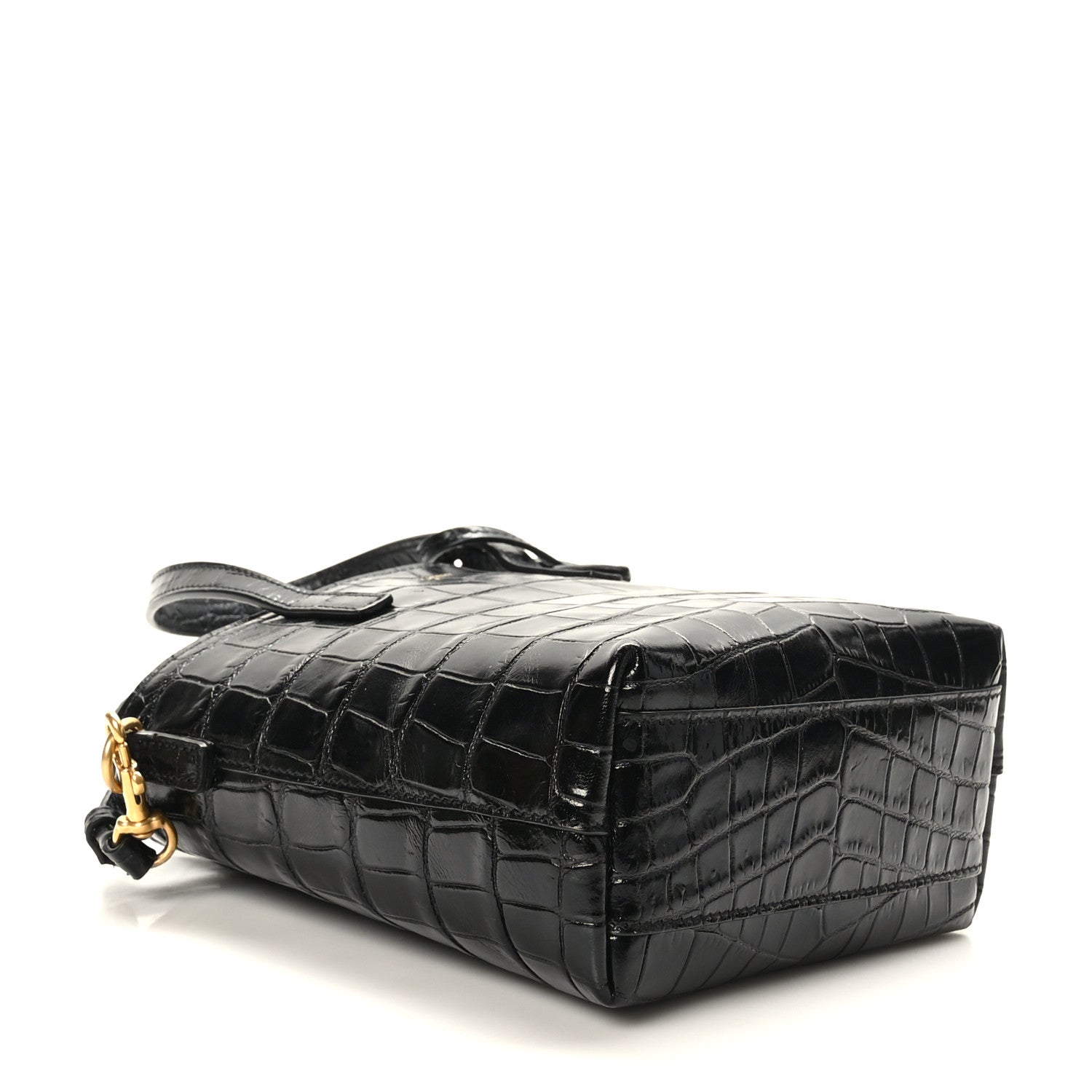 Saint Laurent Calfskin Crocodile Embossed Paris Mini Toy Shopper Tote Black 4 of 10