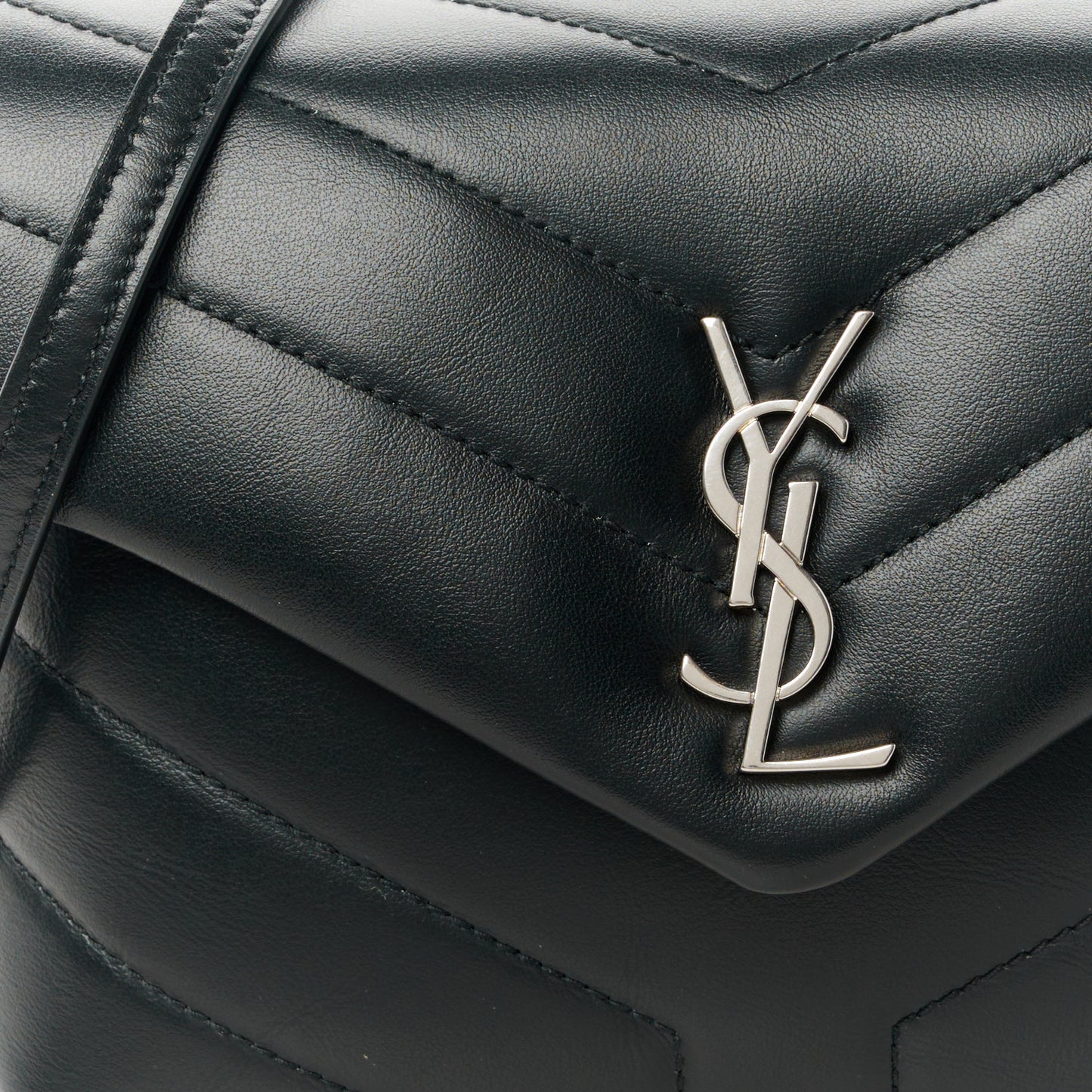 Calfskin Y Quilted Monogram Toy Loulou Crossbody Bag Black