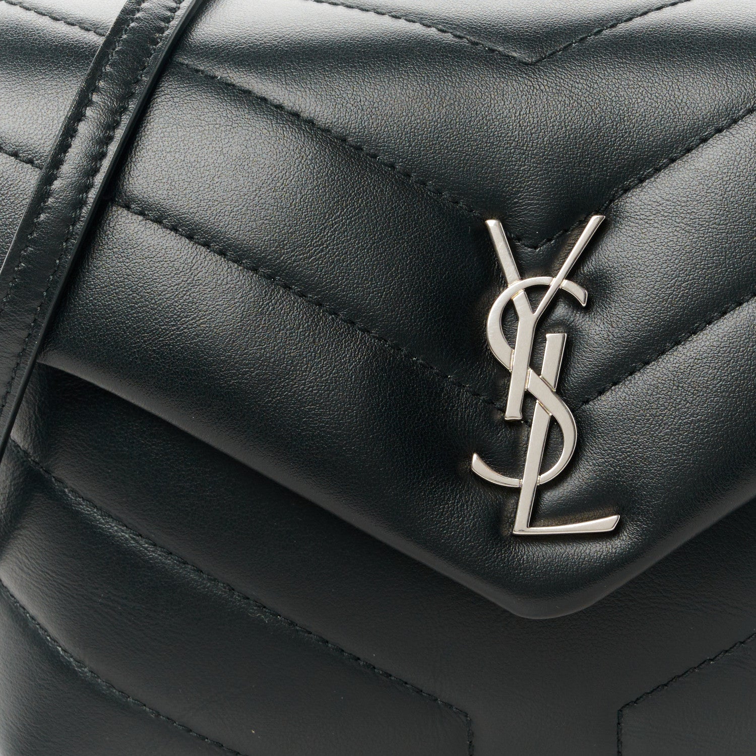 Saint Laurent Calfskin Y Quilted Monogram Toy Loulou Crossbody Bag Black 9 of 12