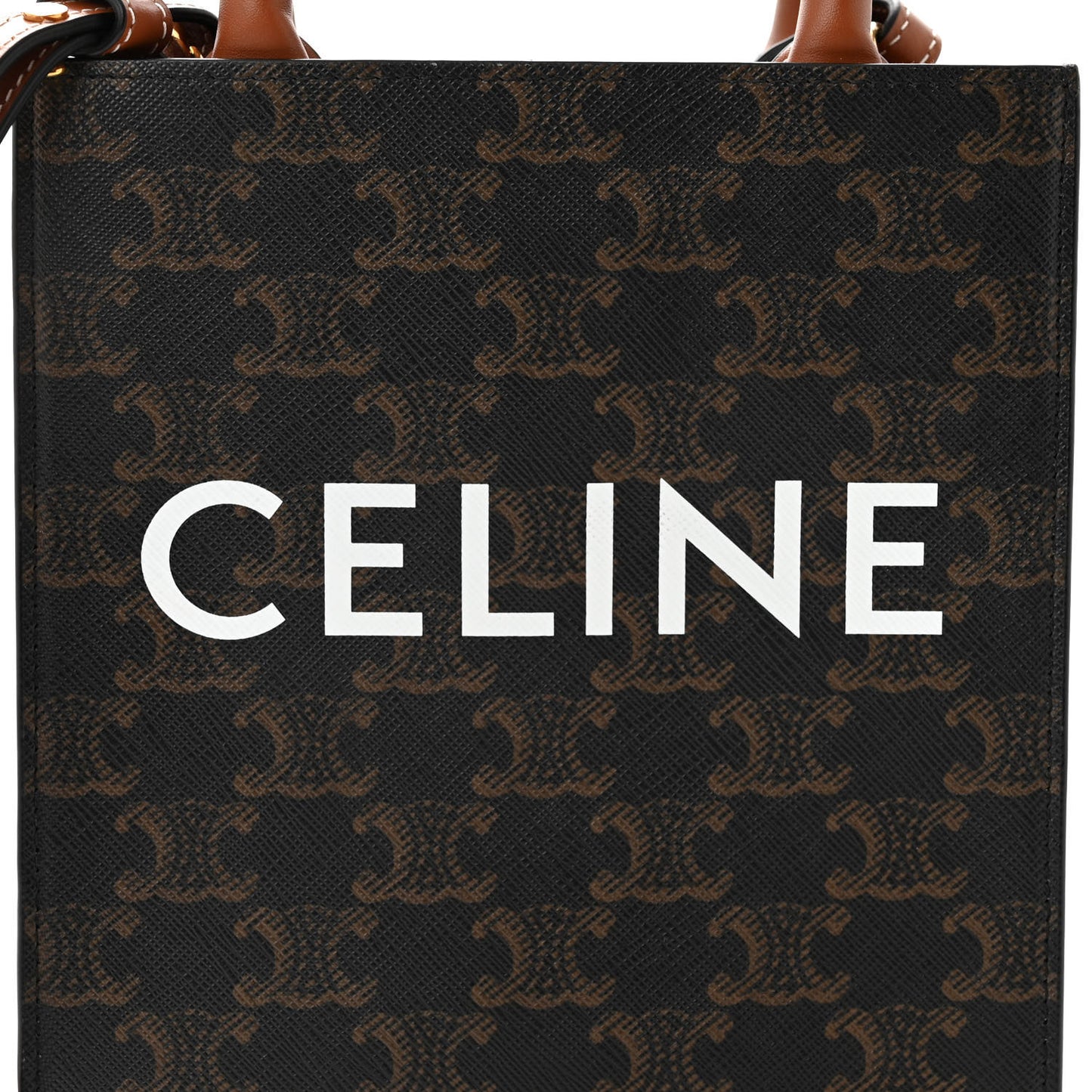 Triomphe Canvas Calfskin Mini Vertical Cabas Tan