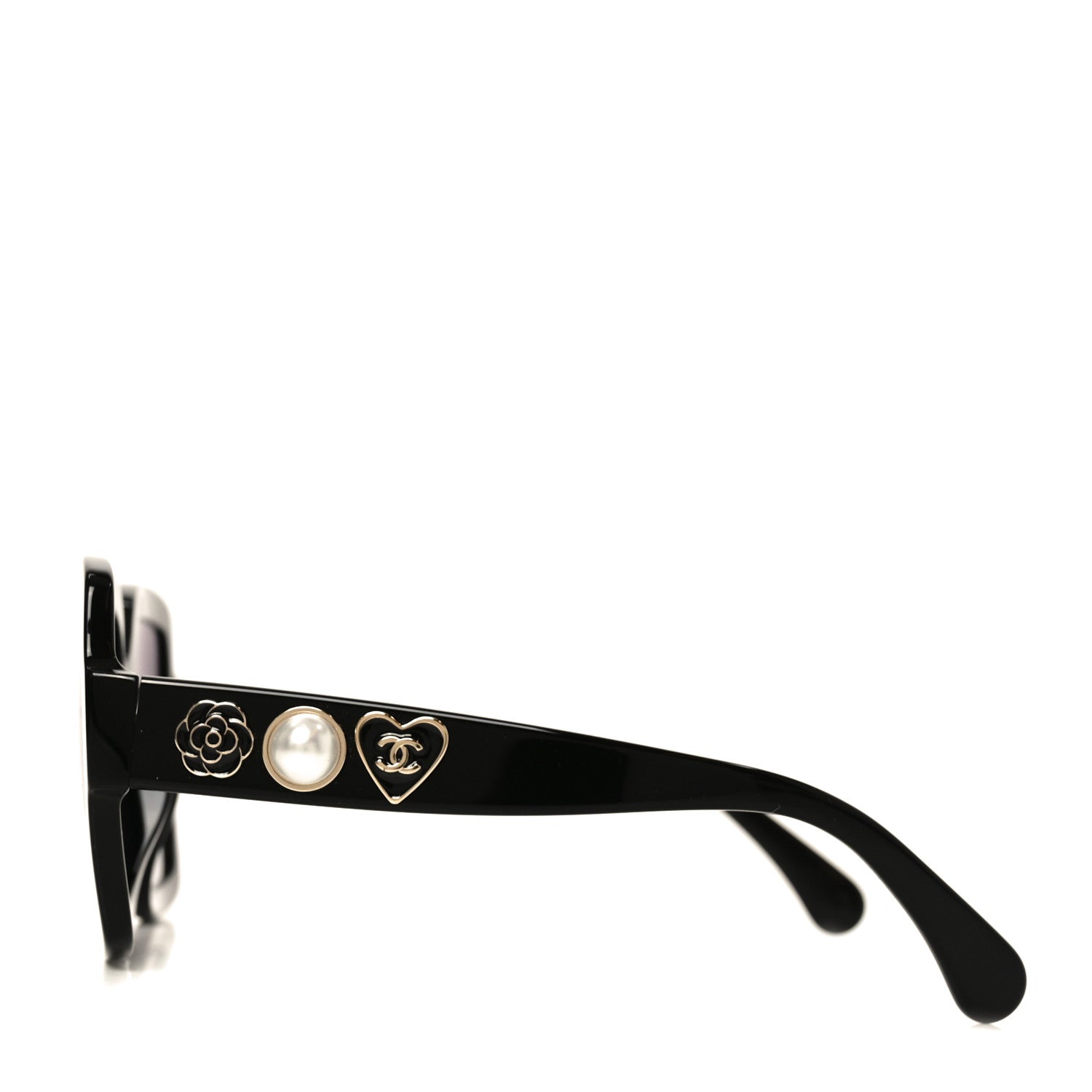 Chanel Acetate Charms Pearl Square Sunglasses 5479-A Black Gold 3 of 7