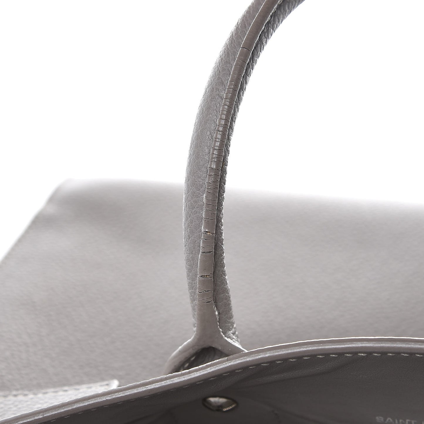 Grained Calfskin Topstich Baby Sac De Jour Grey