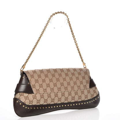 Gucci Monogram Studded Large Horsebit Clutch Dark Brown 3 of 7