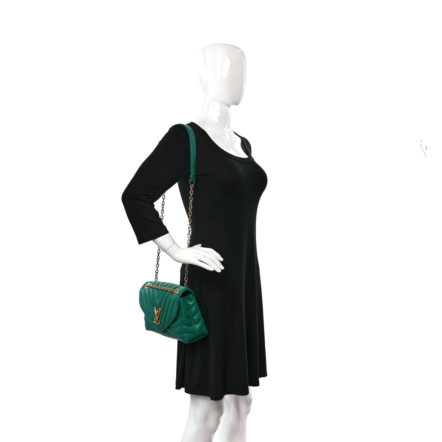 Louis Vuitton Calfskin New Wave Chain Bag MM NM Emerald 2 of 9