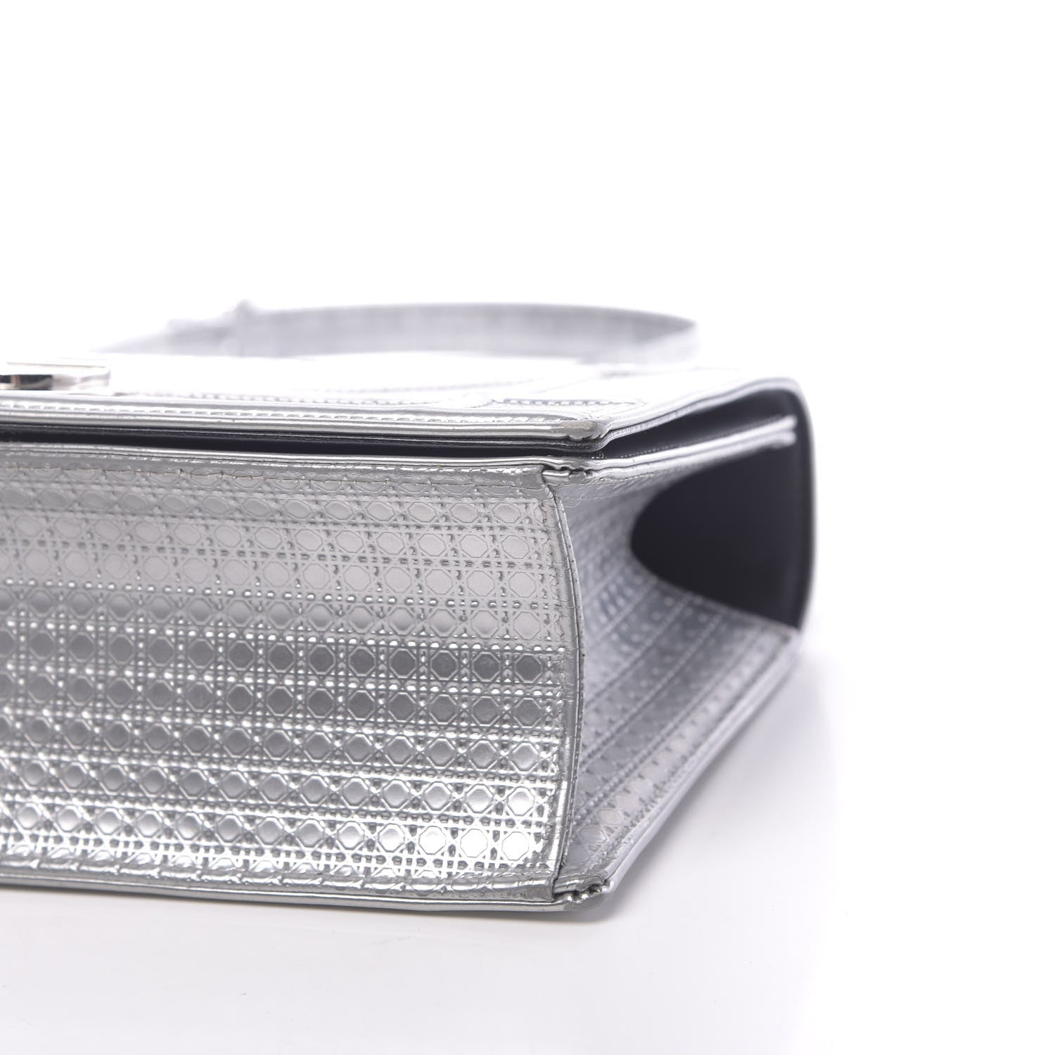 Christian Dior Metallic Patent Micro-Cannage Medium Diorama Flap Bag Silver 12 of 12