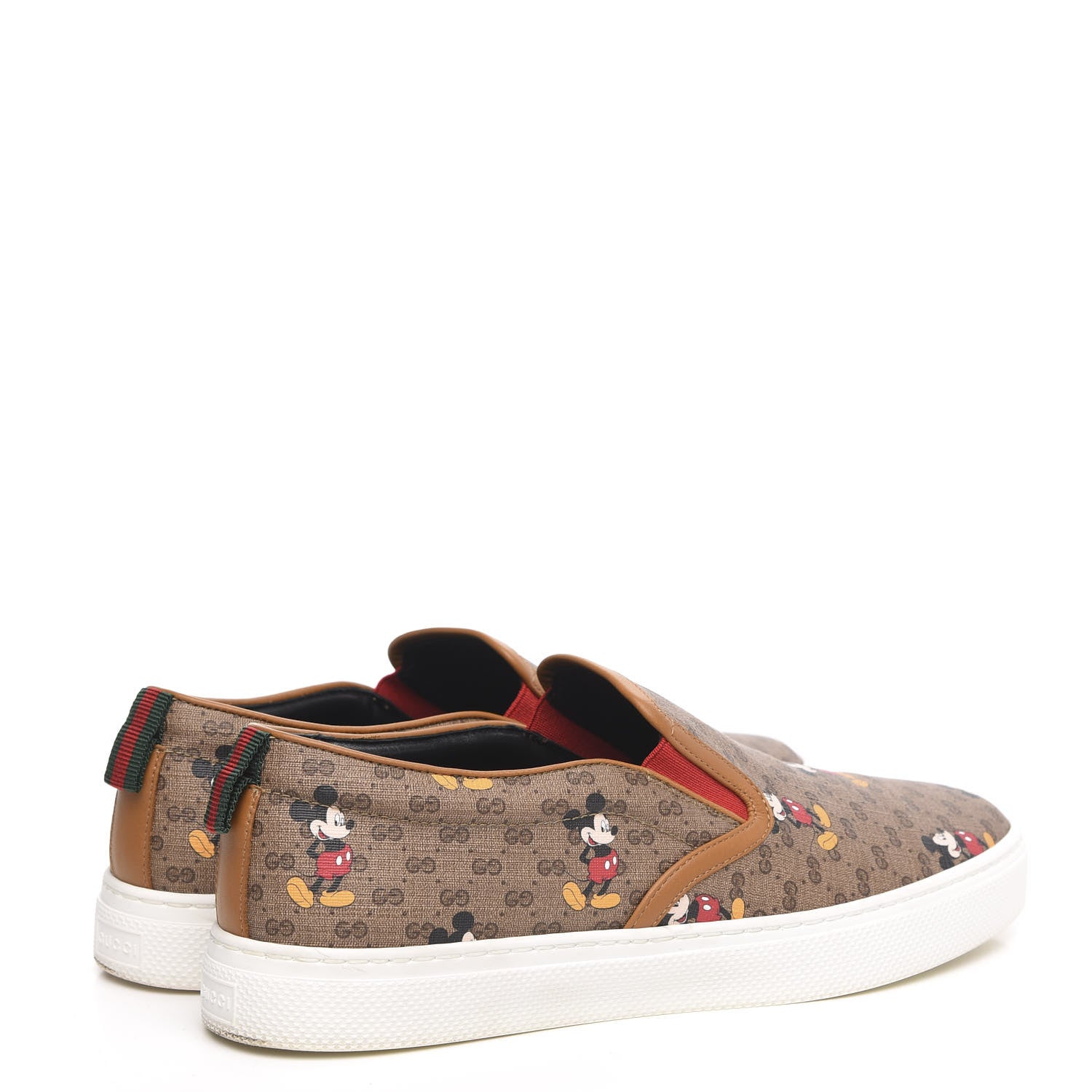Gucci X DISNEY Mini Vintage GG Supreme Monogram Mickey Mouse Mens Slip-On Sneakers 8.5 Beige Vintage Sun Oil 4 of 8