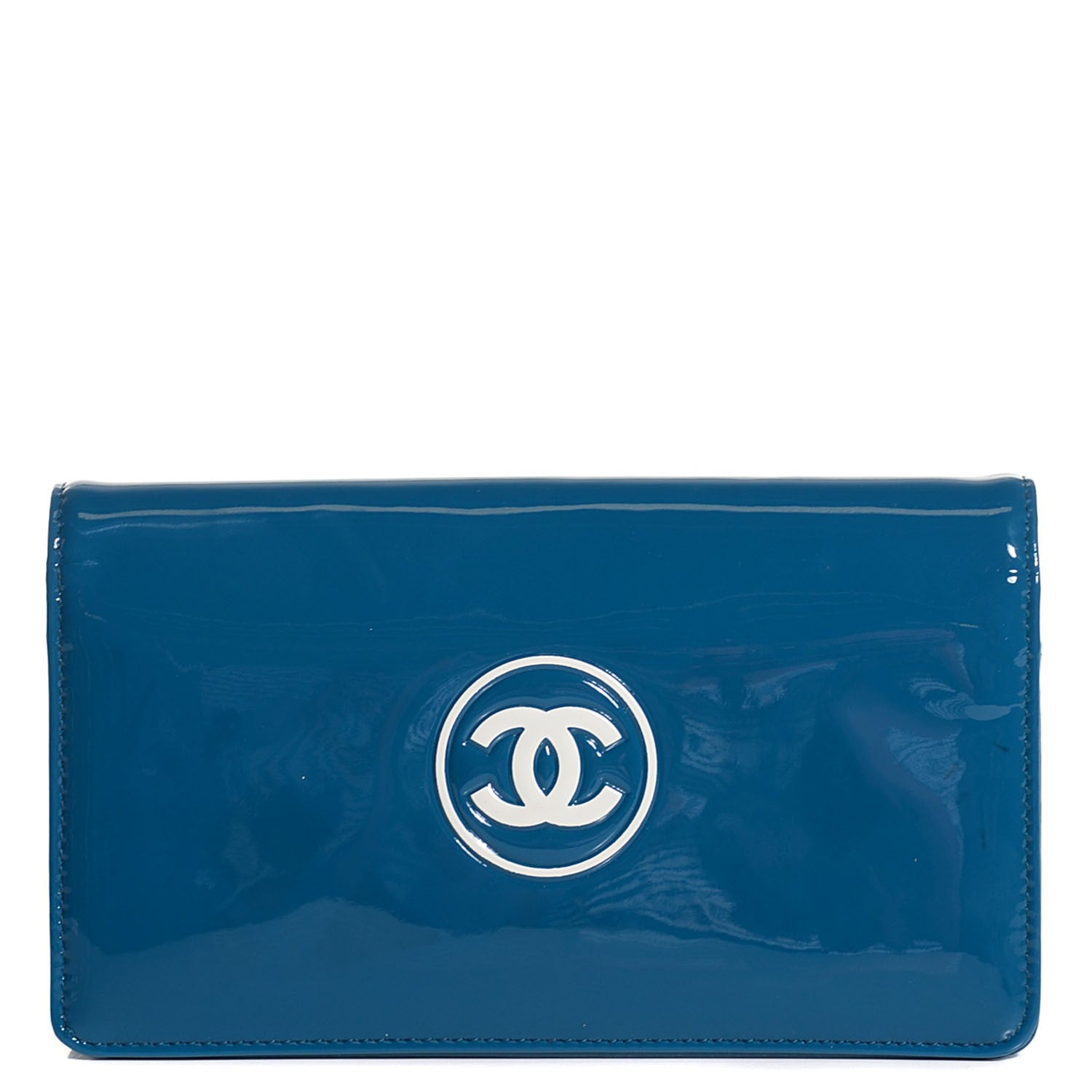 Chanel Patent Make Up Yen Wallet Blue 1 of 7