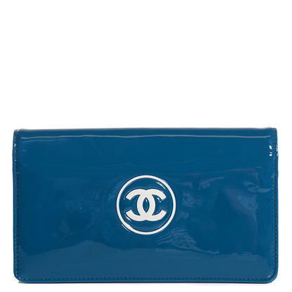 Chanel Patent Make Up Yen Wallet Blue 1 of 7
