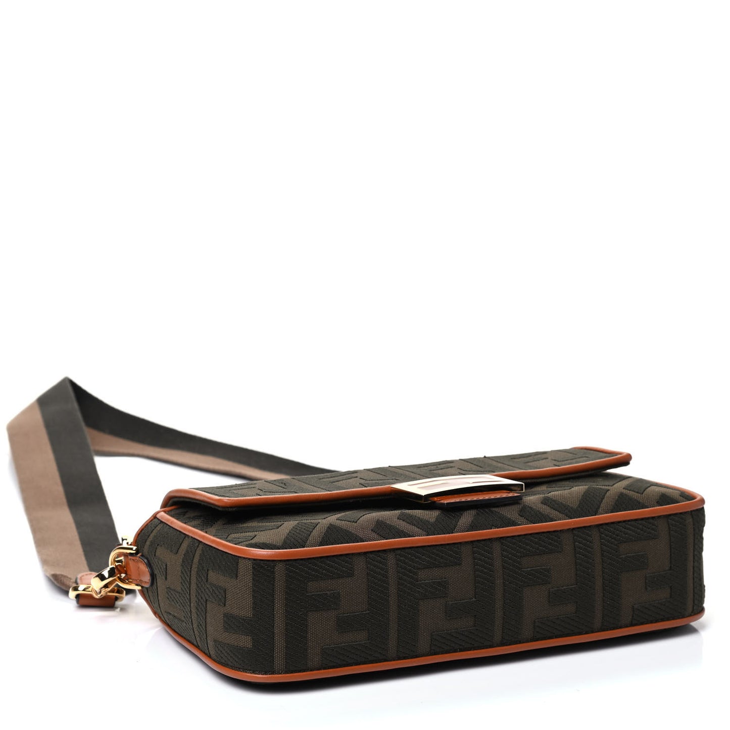 Canvas Vitello King FF Embroidered Baguette Amazzonia Cuoio