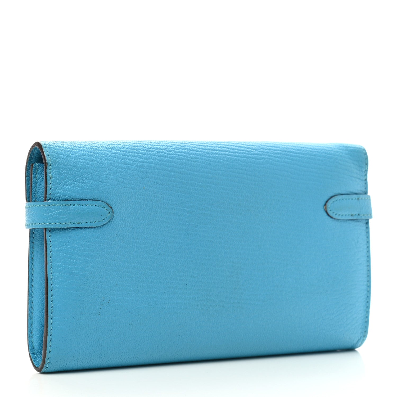 Hermes Chevre Mysore Kelly Longue Wallet Bleu Azteque 3 of 7