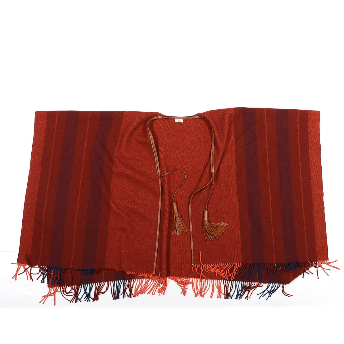 Merino Wool Cashmere Rocabar Poncho Rouge H