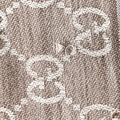 Gucci Wool Silk Monogram GGWeb Fringe Shawl Bitume Ivory 4 of 4