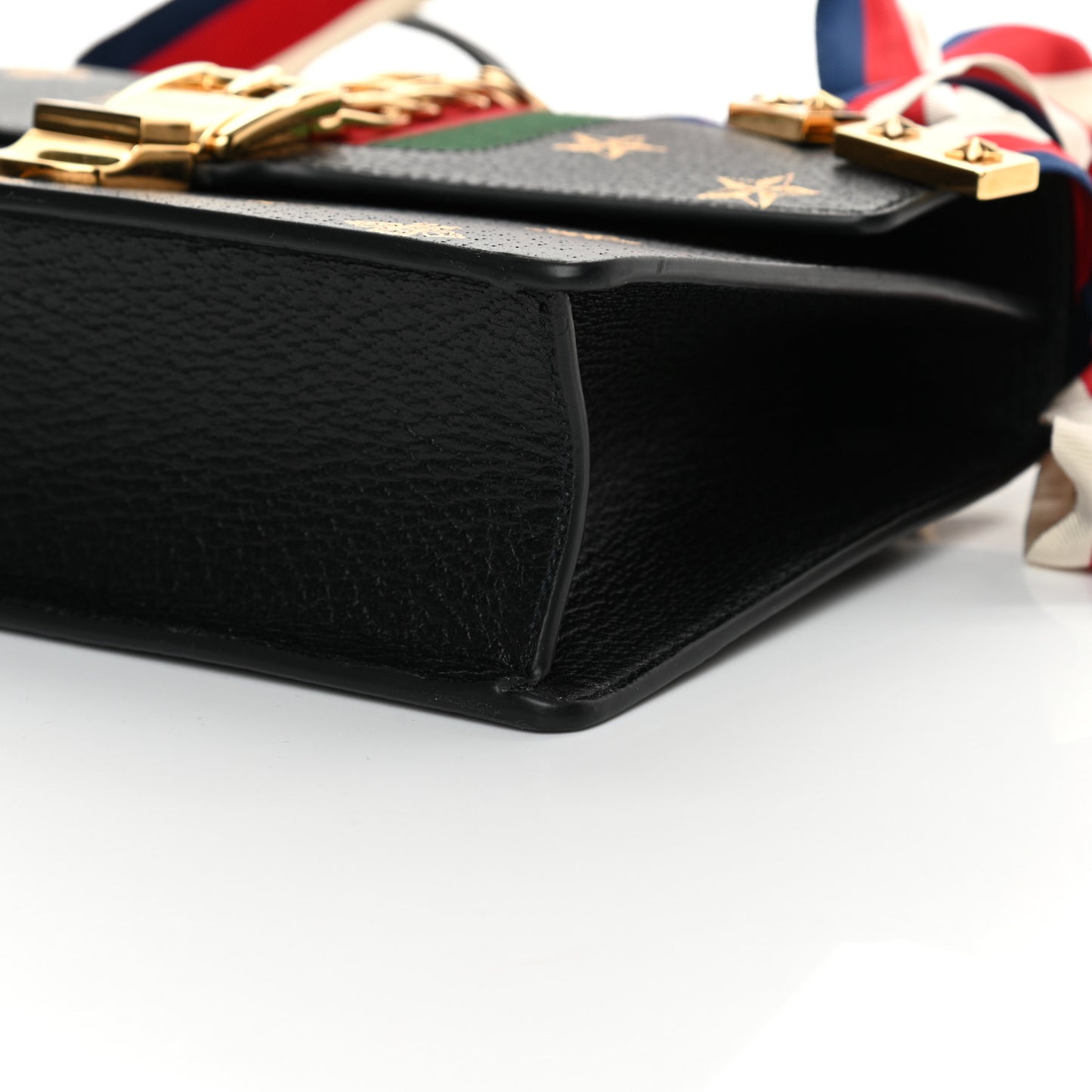 Textured Calfskin Bee Star Print Small Sylvie Shoulder Bag Black
