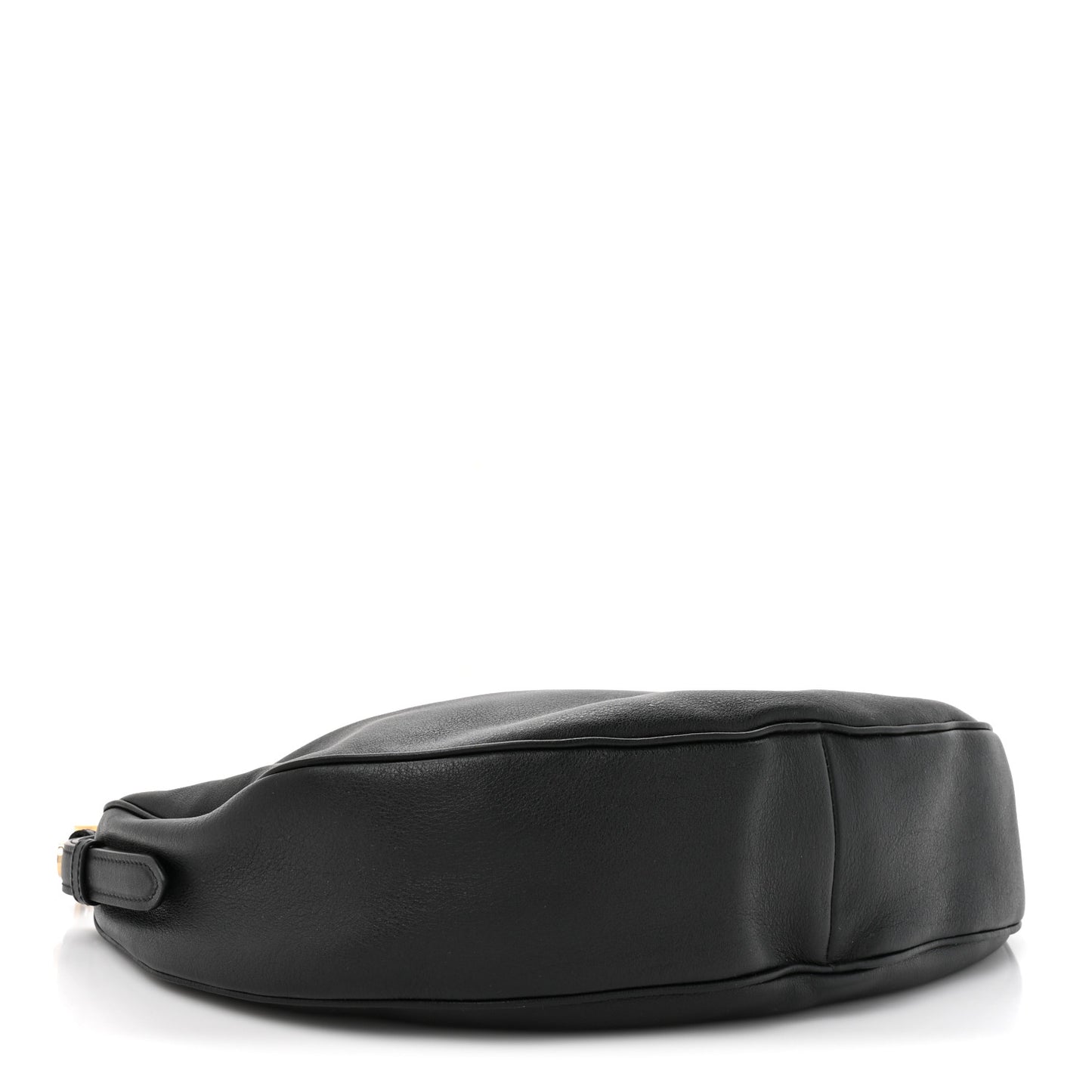 Soft Grain Calfskin Large Demi-Lune Shoulder Bag Black
