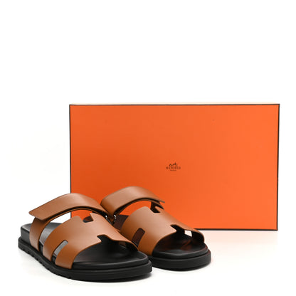 Hermes Calfskin Womens Chypre Sandals 41 Gold 9 of 9