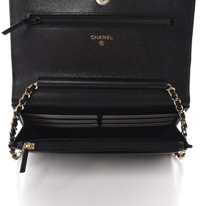 Chanel Caviar Quilted French New Wave Chain CC Wallet On Chain WOC Black 5 of 12