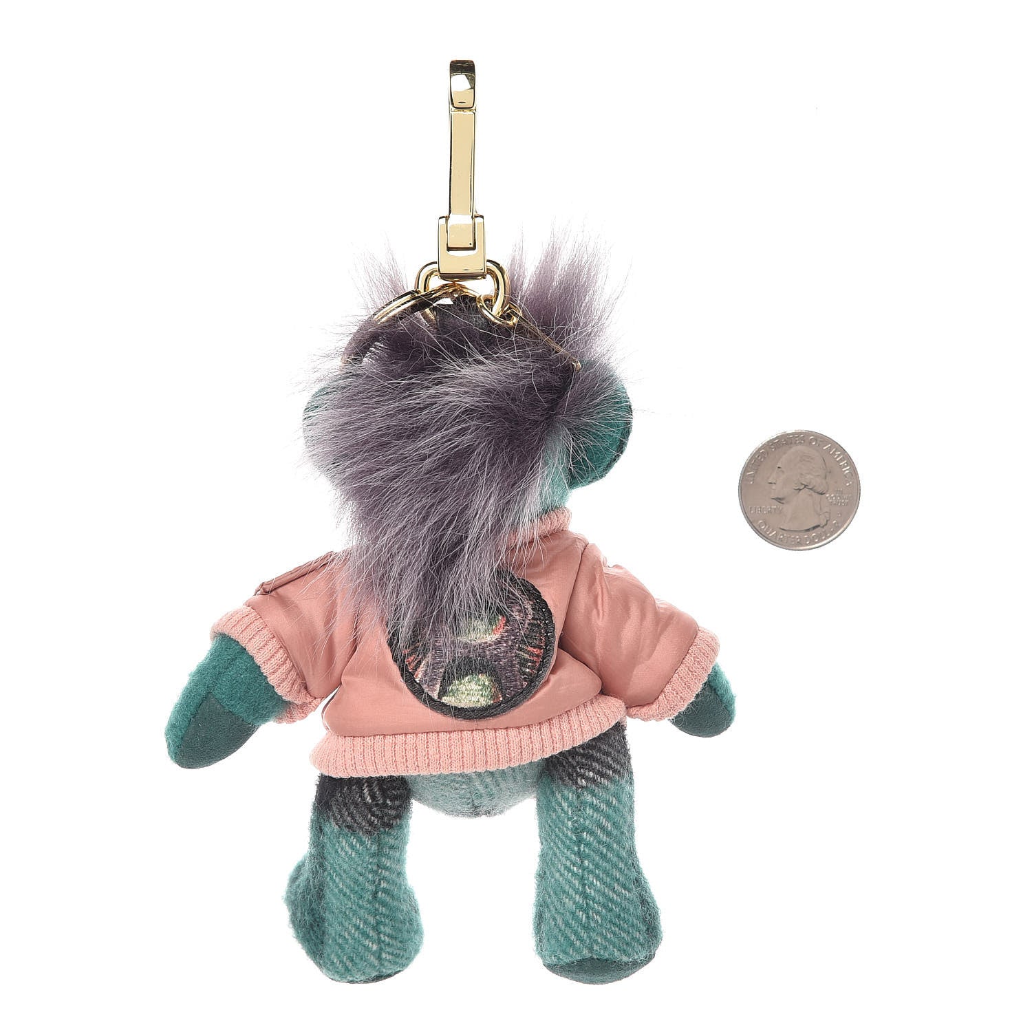 Burberry Cashmere Shearling Thomas Bomber Jacket Teddy Bear Keychain Charm Emerald Green 2 of 2