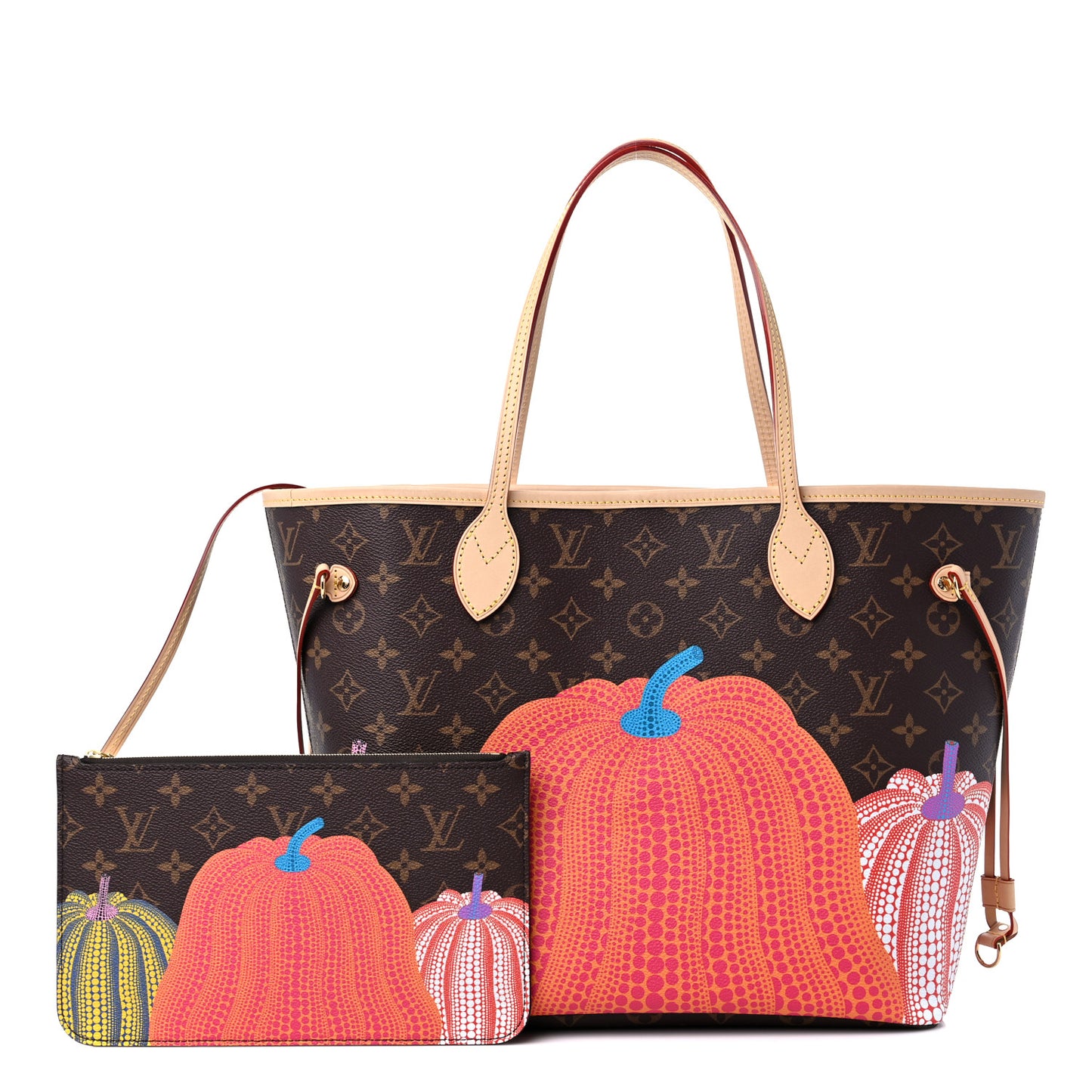 LV X YK Monogram Kusama Pumpkin Neverfull MM