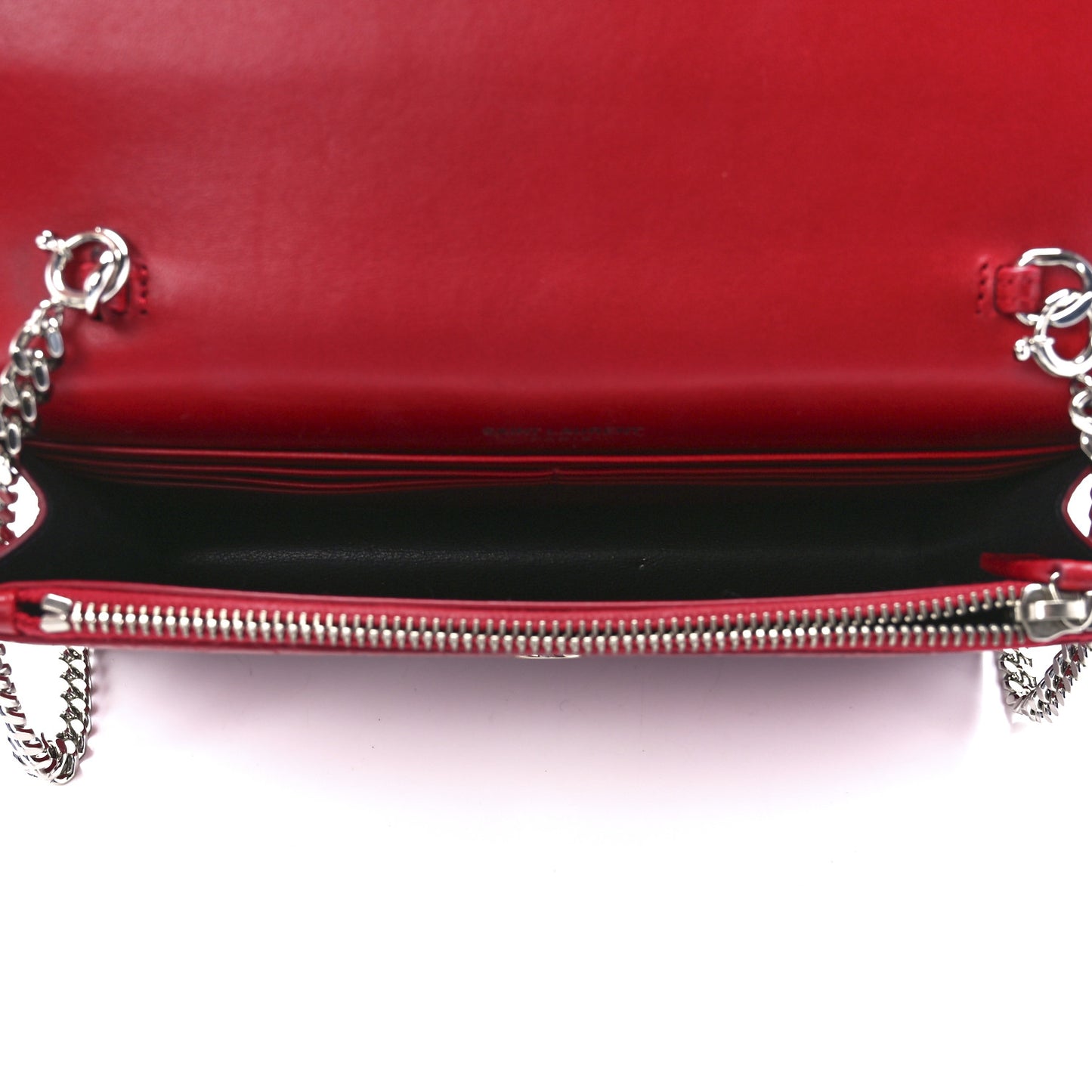 Calfskin Crocodile Embossed Kate Monogram Tassel Chain Wallet Rouge Eros