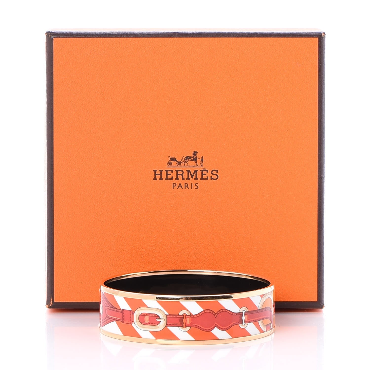 Hermes Enamel Printed Wide Coaching Bracelet 65 6 of 6