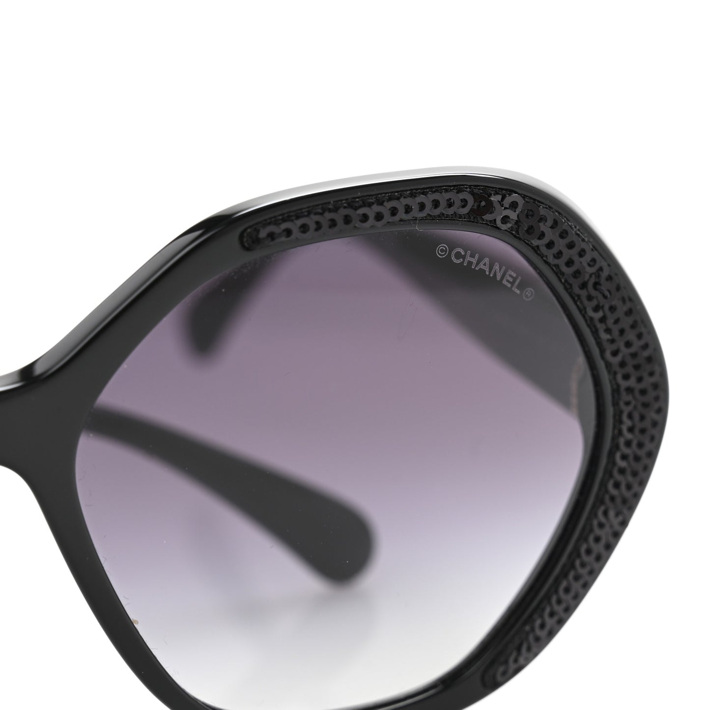 Acetate Sequin Round Sunglasses 5451-A Black