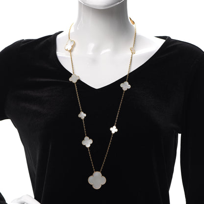 Van Cleef & Arpels 18K Yellow Gold Mother of Pearl 11 Motifs Magic Alhambra Necklace 2 of 7