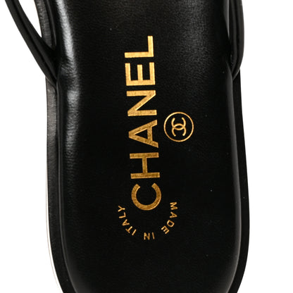 Chanel Goatskin CC Times Square Thong Sandals 38.5 Black 7 of 10