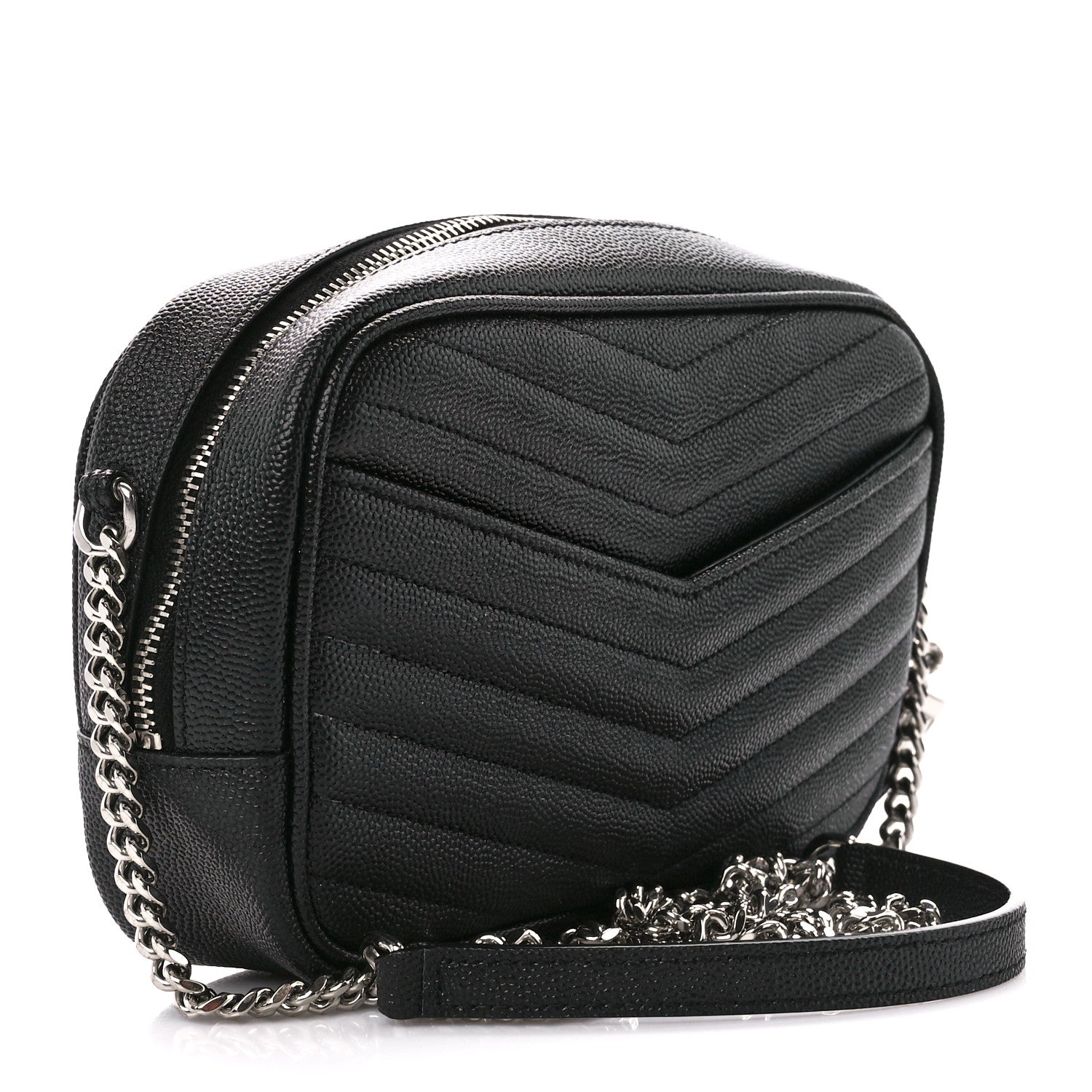 Saint Laurent Grain De Poudre Matelasse Monogram Mini Lou Camera Bag Black 3 of 11