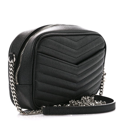 Saint Laurent Grain De Poudre Matelasse Monogram Mini Lou Camera Bag Black 3 of 11