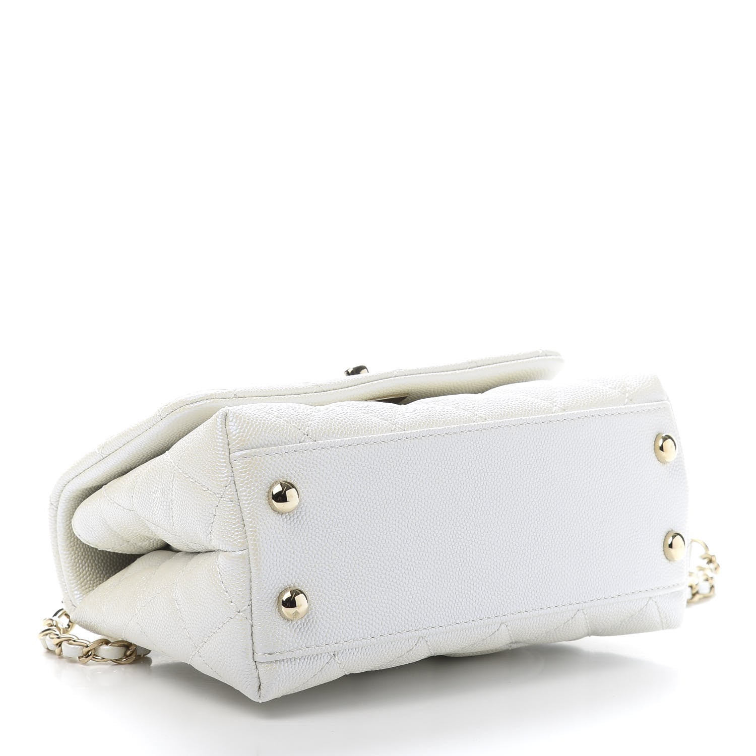 Chanel Iridescent Caviar Quilted Extra Mini Coco Handle Flap White 4 of 11