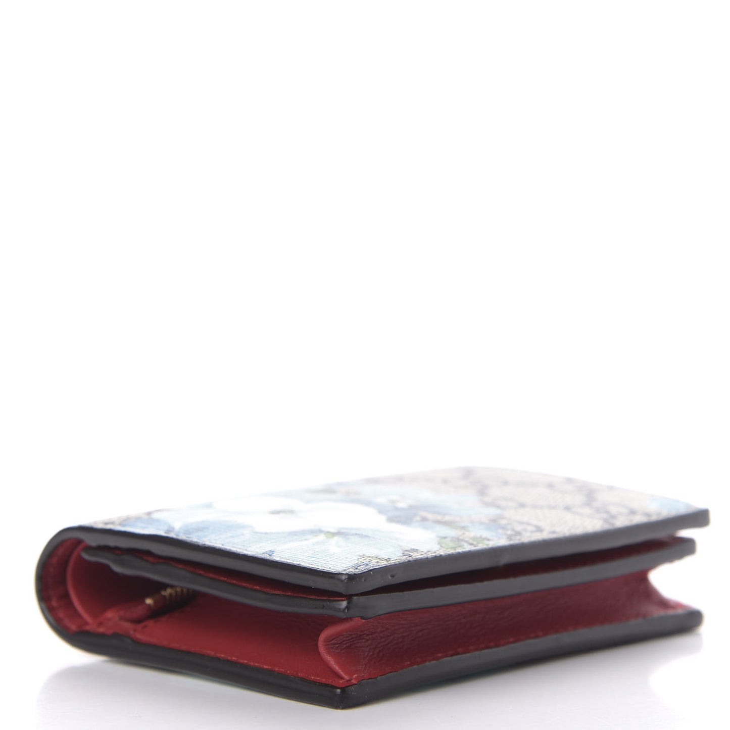 GG Supreme Monogram Blooms Card Case Wallet Beige Blue Navy Hibiscus Red