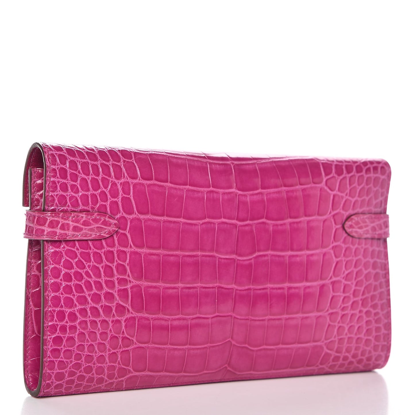 Shiny Alligator Kelly Longue Wallet Rose Scheherazade